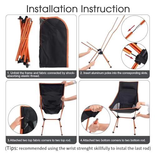 ZHOUKAIDM Folding Chair Outdoor Portable Camping Chair Oxford Cloth Folding Lengthen Camping Fit for Seat Fishing BBQ Fest...
