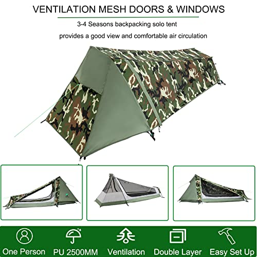 GEERTOP Ultralight Bivy Tent for 1 Person 3 Season Waterproof Single Person Backpacking Tent for Camping Hiking Backpack T...