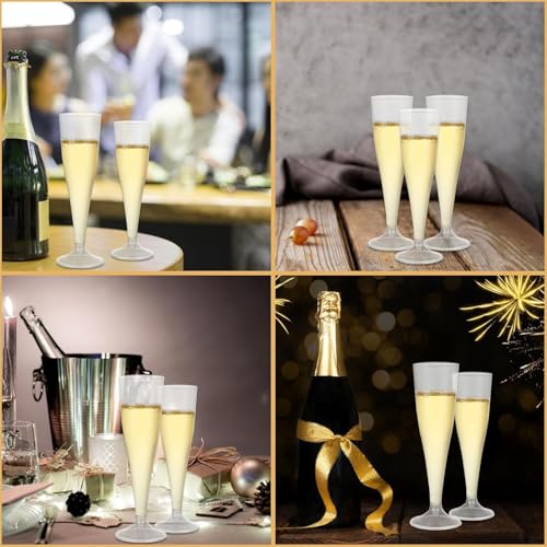 APACALI 100PCS Plastic Wine Glasses 7oz Disposable Champagne Glasses With Stem, Clear Cocktail Glasses Disposable Wine Mou...