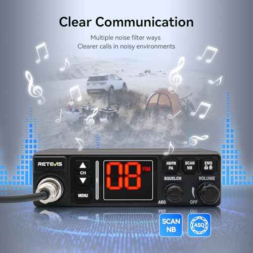 Retevis MB3A 40-Channel AM/FM CB Radio Kit - Long Range Trucker Radio with Antenna, 12V/24V Cigarette Lighter, Noise Limiter, PA, Emergency Channels 9/19, Cooling System