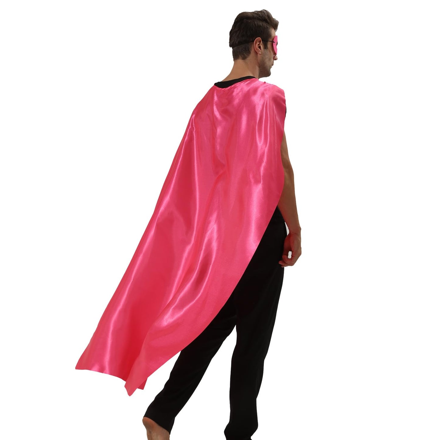 Kidsfere Adults Superhero Cape and Mask for Man Woman Halloween Vampire Cape Costume (Hot Pink)