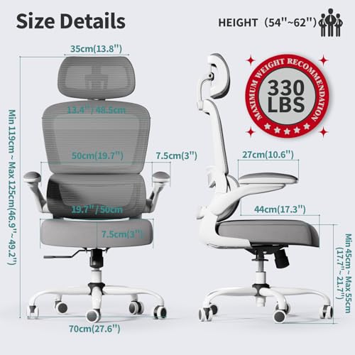 TRALT Office Chair Ergonomic Desk Chair, 330 LBS Home Mesh Office Desk Chairs with Wheels, Comfortable Gaming Chair, High ...