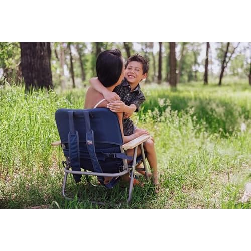 Picnic TIME Descanso Padded Beach Chair, Low Camping Chair with Removable Washable Cover, Backpack Beach Chair