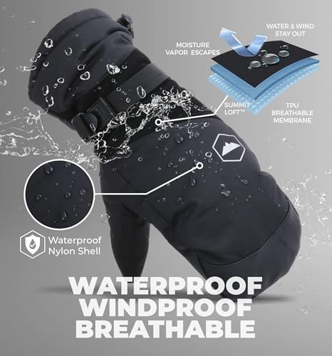Tough Outdoors Adult Ski Mittens - Waterproof Winter Gloves Men & Women - Thermal Fleece Lining for Cold Weather Gear