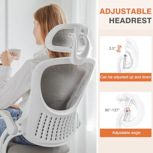 Sweetcrispy Home Office Desk Chair, Ergonomic High-Back Mesh Rolling Work Computer Chairs with Wheels and Adjustable Headr...