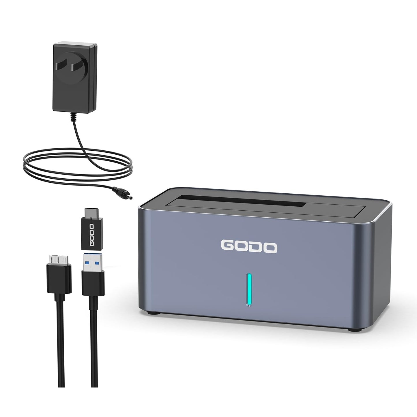 Godo Sas/Sata Hard Drive Docking Station Adapter, 2.5/3.5 Inch Usb 3.0 External Sas Enclosure, Hdd Ssd Converter With 12V/2.5A P