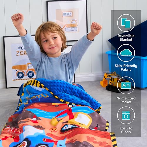 JOIEDOMI Toddler Sleeping Bag for Kids 55''x30'' Nap Mat with Removable Pillow and Minky Blanket for Toddler Ages 3-7 Roll...