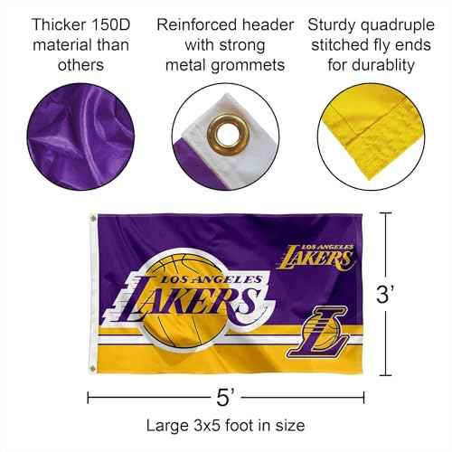 Los Angeles Lakers Dual Logo Indoor Outdoor Flag Banner