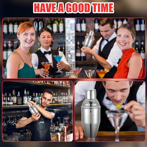 Nitial 6 Pcs Bar Cocktail Shaker Professional Stainless Steel Martini Drink Mixer with Built-in Strainer for Bartending No...