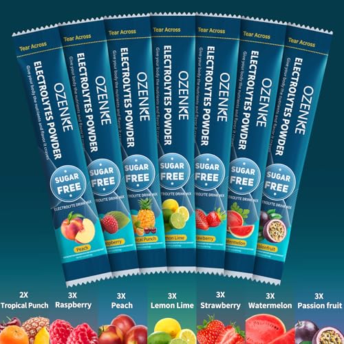 OZENKE Electrolytes Powder Packets, Hydration Packets, Electrolytes Powder No Sugar, Portable Electrolyte Drink Mix for Ra...
