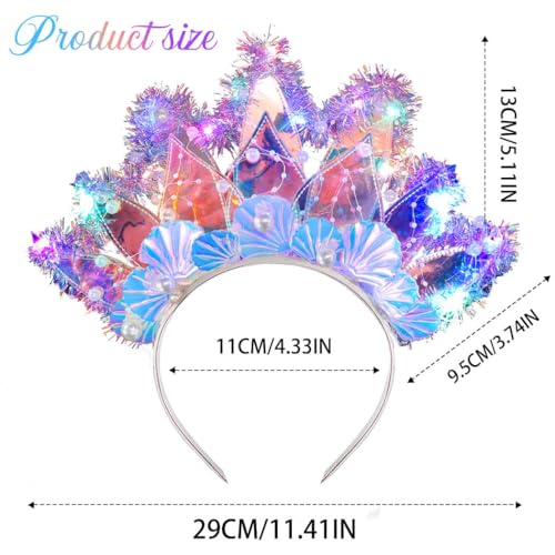 BARTOSI Light Up Headband LED Headband Glow Hairband Festival Costume Hair Accessories for Women