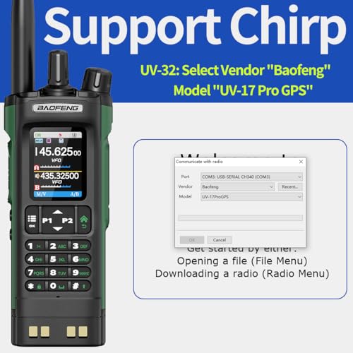BAOFENG UV-32 Radio Ham Radio Handheld 10W Long Range Rechargeable NOAA Weather Receiver 5RM K5 Tactical Two Way Radio Wal...