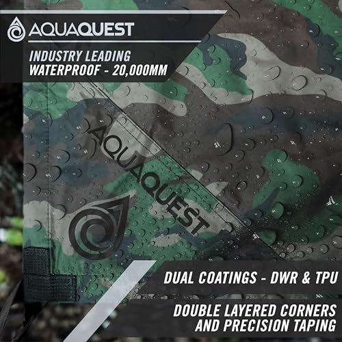 AquaQuest Defender Tarp – Heavy-Duty Waterproof (20,000 mm) Seam-Taped Rain Fly for Camping, Bushcraft & Survival