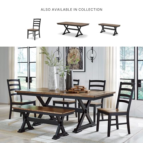 Signature Design by Ashley Wildenauer Armless Dining Chair, Set of 2, Ladderback Design, 19" W x 23.25" D x 39" H, Black &...