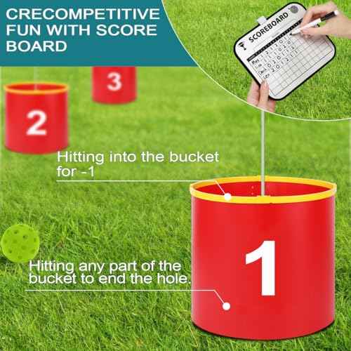 Golf Yard Bucket Games 6 Holes Golf Practice Game with Flag, Golf Chipping Game for Kids and Adults Outdoor Indoor Park, Beach, Backyard, Lawn