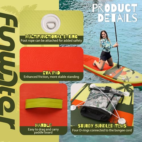 FunWater Inflatable Stand Up Paddle Board with Premium SUP Paddleboard Accessories, Anti-Slip EVA Deck, 11'/10'6'' Paddle ...