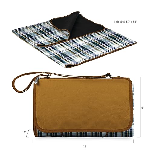 PICNIC TIME Outdoor Picnic Blanket Tote, 59"x51" Foldable Beach & Camping Blanket with Soft Fleece, Water-Resistant Botto...