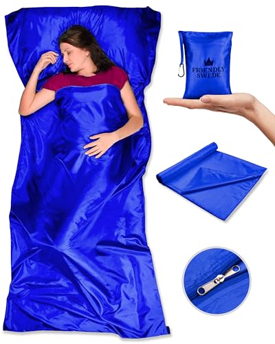 The Friendly Swede Sleeping Bag Liner — Ultralight Polyester or Cold Weather Microfiber Adult Sleep Sack- Camping Sheets -...