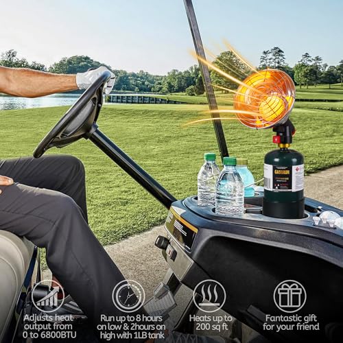 Golf Cart Heater with Cup Holder & igniton for Most Golf Cart Yamaha and Club Car, 2-IN-1 Portable Propane Camping Heater ...