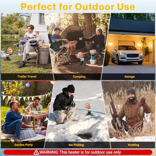 Portable Propane Heater for Camping,Small Outdoor Patio Garage Heater,Self-Ignition,with Foldable Gas Cylinder Holder for ...