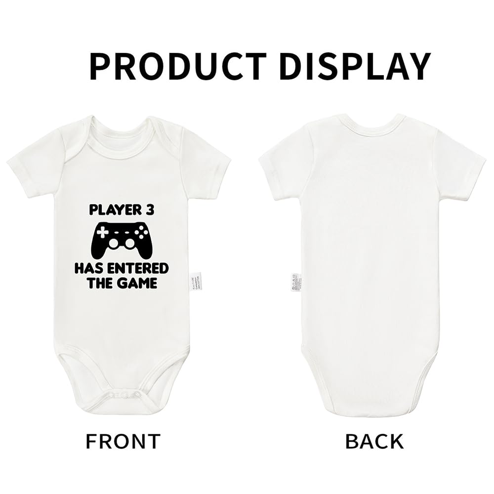 Player 3 Has Entered the Game Bodysuits, Gaming Gamer Baby Romper Short Sleeve Infant Toddler Outfits Jumpsuit, Newborn Gifts Baby Boys Girls Unisex (White, 0-3Months)
