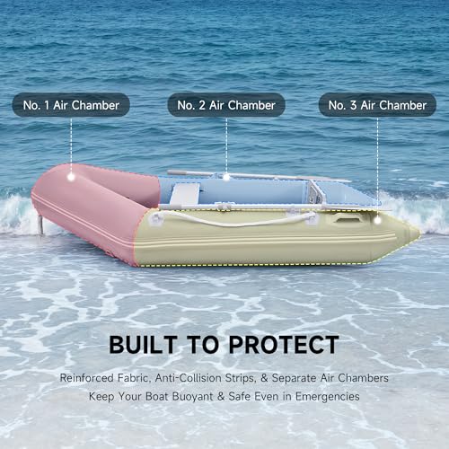 CO-Z 7.5ft Heavy Duty Inflatable Boat with Aluminum Floor & Oars - 2 Person 660lb Capacity Dinghy for Fishing/Towing | Inc...
