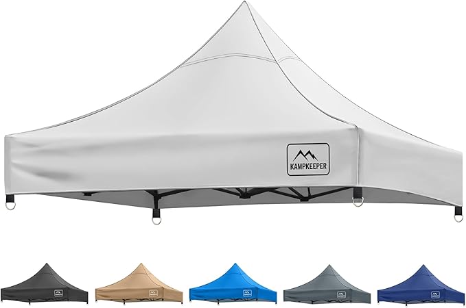 KAMPKEEPER Canopy Replacement Top Cover Roof for 10x10 Peak Pole Straight Leg Canopy Tent,PU-Coated 500D Polyester UV Wate...
