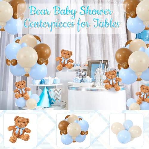 Acmee Bear Table Centerpieces for Baby Shower - Set of 6 Blue Bear Balloon Baby Shower Decorations Include Stuffed Bears B...