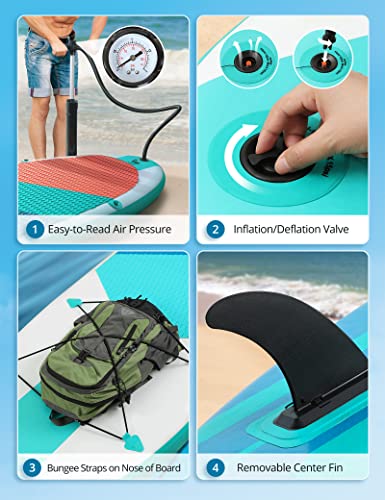 EVAJOY Inflatable Paddle Board 6'' Thick Around Stand Up Paddle Board with Portable iSUP Accessories & Waterproof Bag, Por...