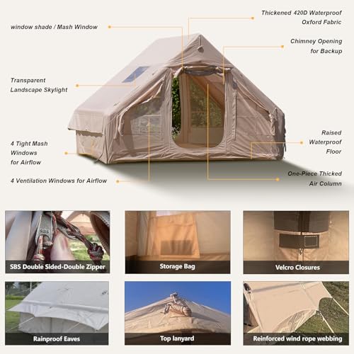 SENLEETO Inflatable Tents for Camping, Large Inflatable Camping Tent with Hand Pump, Easy Setup Tents for 4-6 People, Port...