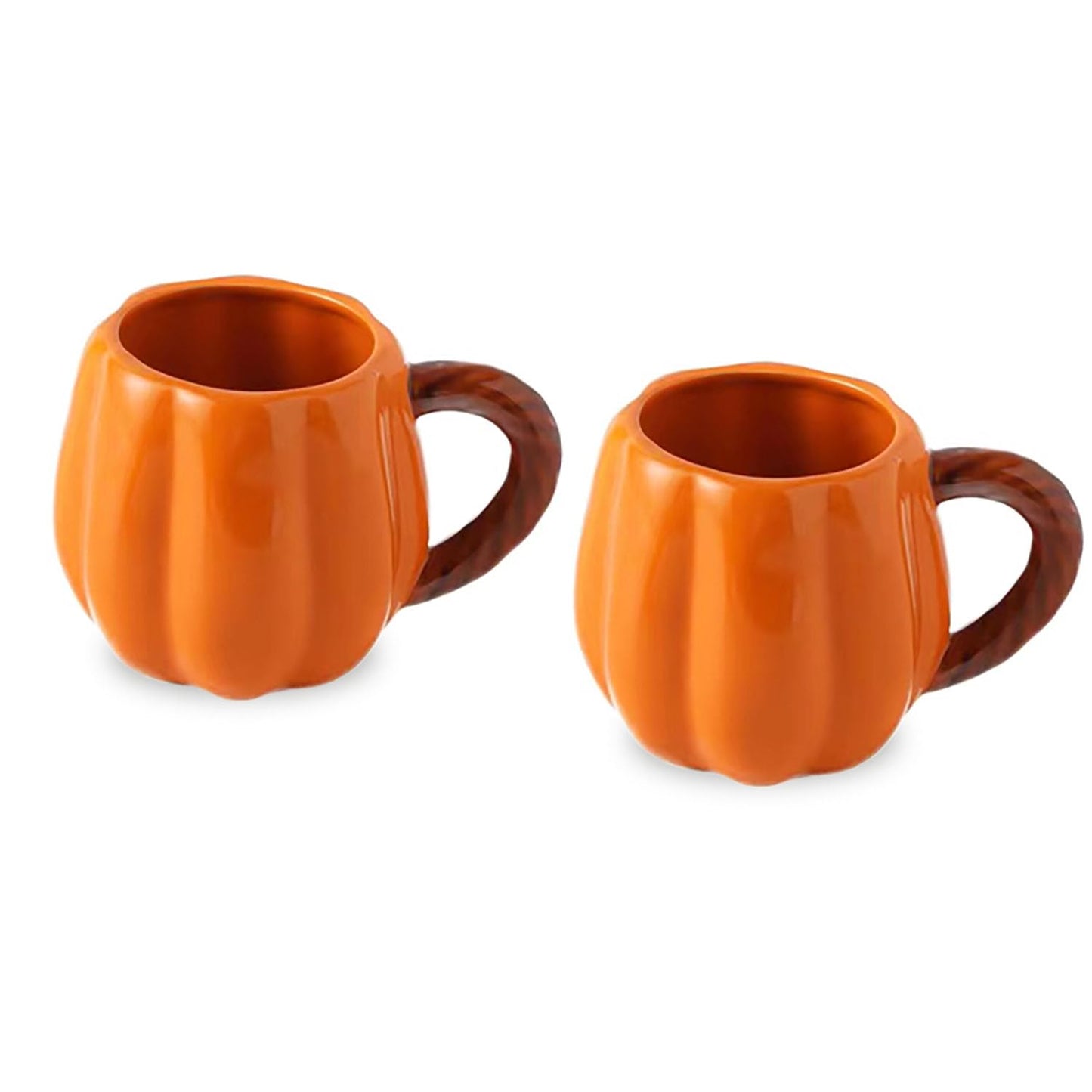FYUEROPA 2 Pcs Ceramic Pumpkin Mug 13 Oz Coffee Mug Tea Cup, Holiday Decorations