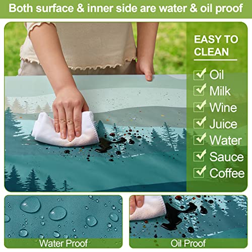 Picnic Table Cover with Bench Covers Camping Essentials Waterproof Windproof Camping Tablecloth with Drawstring Bag, Fitte...