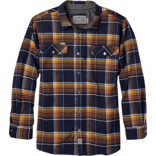 Legendary Whitetails Mens Performance Stretch Plaid Flannel Long Sleeve Snap Down Shirt Moisture Wicking Quick Dry