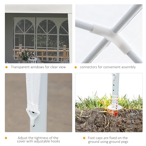 Outsunny 10' x 20' Large Party Tent, Outdoor Event Shelter, Gazebo Canopy with 4 Removable Window Sidewalls for Weddings, ...