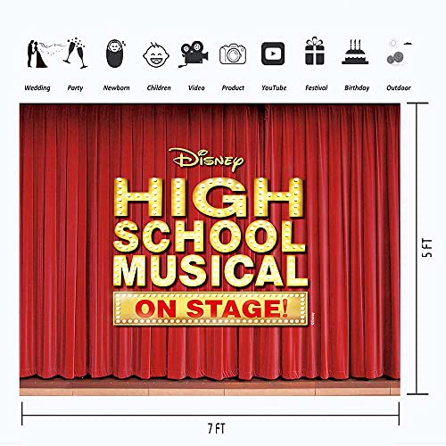 JMING High School Musical Photography Backdrop 7x5 Vinyl Red Curtain Stage Photo Background for Birthday Party Supplies Gr...