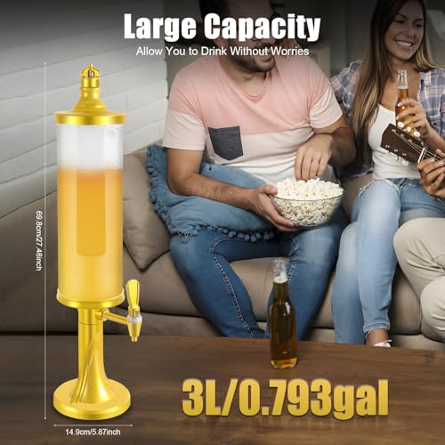 SNKOURIN Beer Tower, 3L/100oz Beverage Dispenser with Ice Tube and LED Light,Margarita Mimosa Drink Beverage Dispenser for...