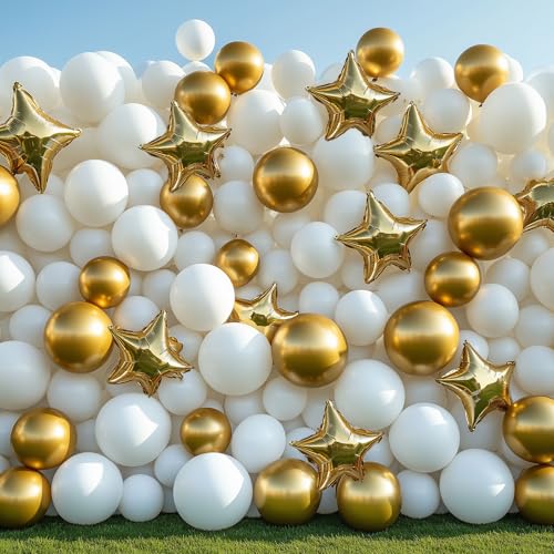RUBFAC 129pcs White Balloons Different Sizes 18 12 10 5 Inch for Garland Arch,Party Latex Balloons for Birthday Party Wedd...