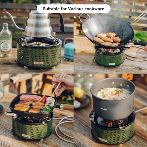 ONLYFIRE OUTDOOR LIVING Portable Camping Gas Stove with Storage Bag & Gas Adapters, 5 Burners Propane Stove for Outdoor Pa...