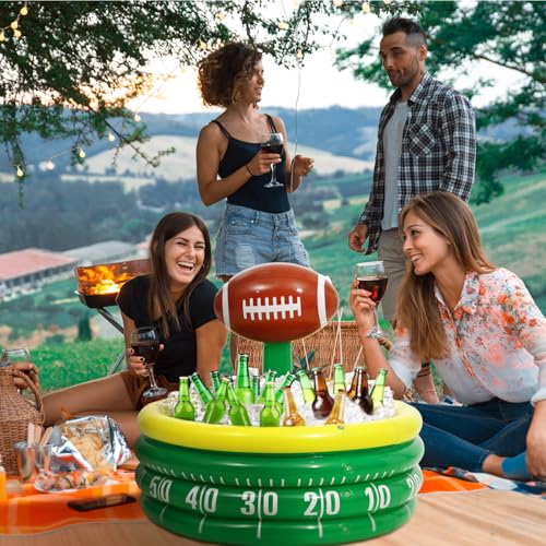 Bencailor 2 Pcs Inflatable Football Cooler for Parties Blow up Drink Rugby Cooler Party Decorations Football Party Supplie...