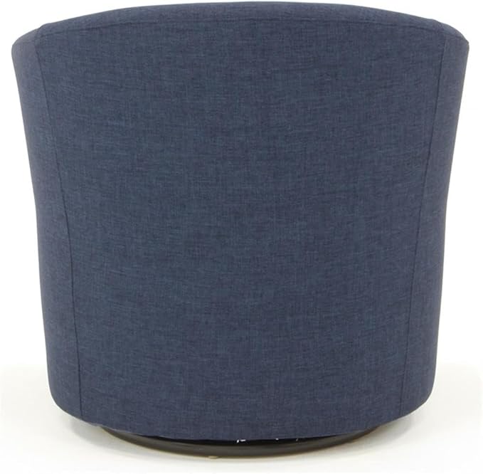Pemberly Row Traditional Fabric Swivel Club Chair in Navy Blue
