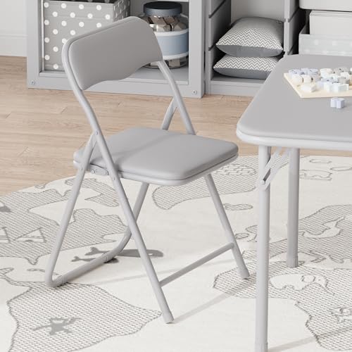 IDEALHOUSE Boys and Girls Folding Table and Chairs Set of 3, Portable Table and Chair with Pu Soft Cushion,Suitable for Ea...