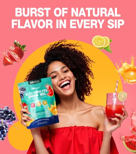 Dralot Juicy Splash 30 Packs Sugar Free Electrolytes Powder w/Natural Flavor, Liquid Daily IV Recharge+Tech. Mix 5 Electro...