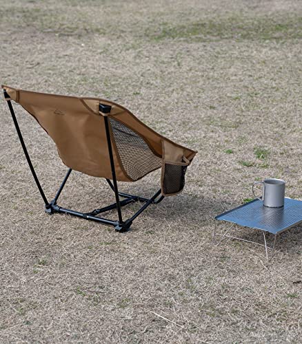 iClimb 1 Low Ground Folding Chair and 1 Extendable Table Bundle, Ultralight Compact for Single Adult Outdoor Beach Camping...