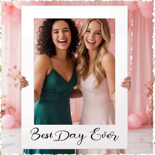BreezeHug 32 x 24 Inch Large Wedding Quinceanera Photo Booth Prop Picture Frame DIY PVC Cutouts Photo Booth Prop Selfie fo...