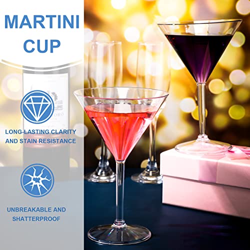 Perthlin 12 Pack Plastic Martini Glasses Bulk 10 oz Large Reusable Clear Cocktail Glasses Unbreakable Acrylic Plastic Cup ...