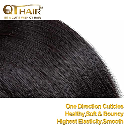 QTHAIR 16A Brazilian Straight Human Hair 3 Bundles (12 14 16inch,300g) Brazilian Virgin Hair Straight Human Hair Extensions Unprocessed Brazilian Straight Hair Weave for All Women