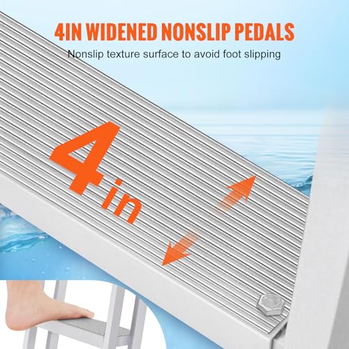 VEVOR Removable Dock Ladder 3/4/5 Steps, 350/500lbs Load Capacity, Aluminum Swim Ladders, Pontoon Boat Ladder with Nonslip Design for Lake, Marine Boarding, Pool
