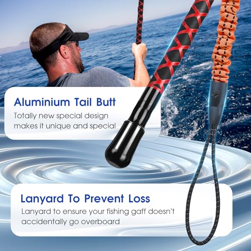 FISHAPPY Fishing Gaff Saltwater Fish Gaff with S316 Stainless Steel Fishing Hook Carbon Fiber Fishing Gaff