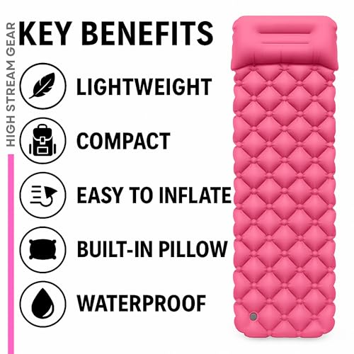 Kids Sleeping Pad for Camping and Sleepovers with Pillow, Inflatable Camping Mattress for Backpacking & Travel, Thick Todd...