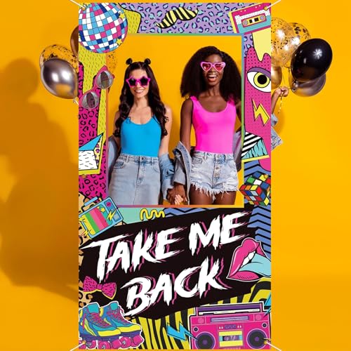 80's 90's Party Decorations Retro 90s 1980s Disco Theme Photo Booth Props Take Me Back Banner 80s 90s Birthday Party Backd...